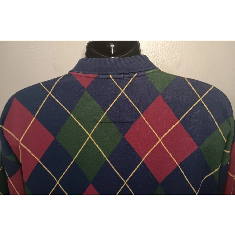 Vintage 90s Nautica Men's XL Polo Rugby Argyle Shirt L/S EUC - Picture 6 of 10